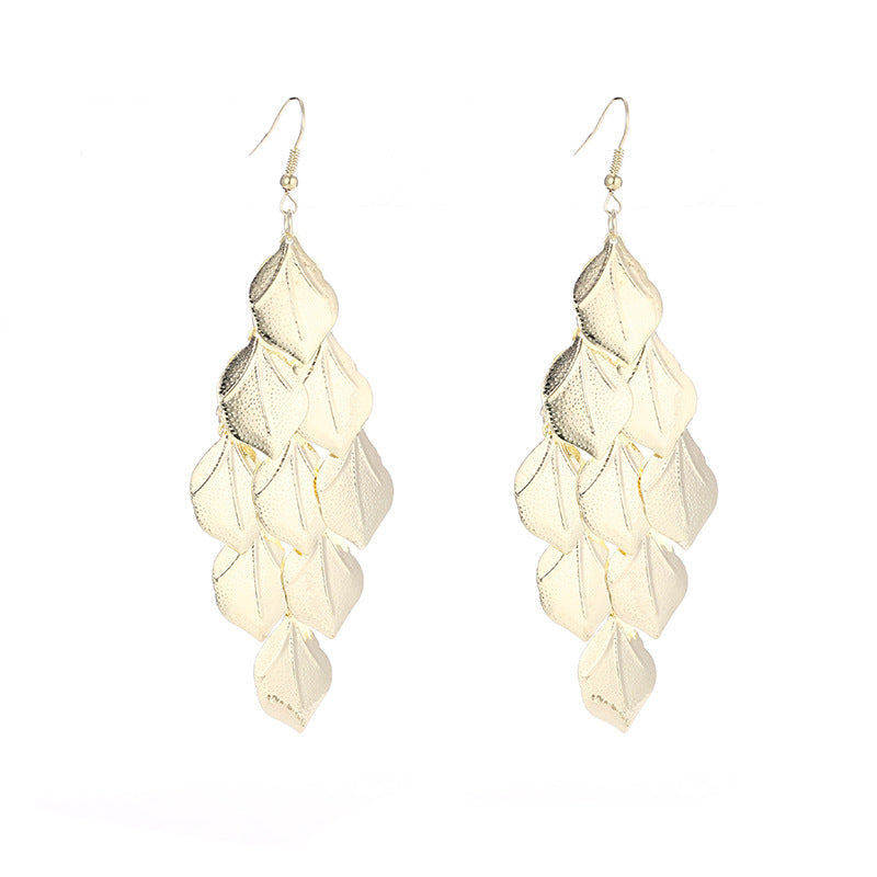 Wholesale Fashion Metal Exaggerated Tassel Long Earrings
